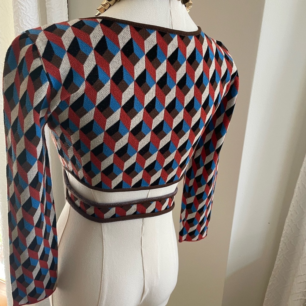 Ronny Kobo Geometric Patterned Crop Top XS Clubbing Revolve EUC - Picture 7 of 8